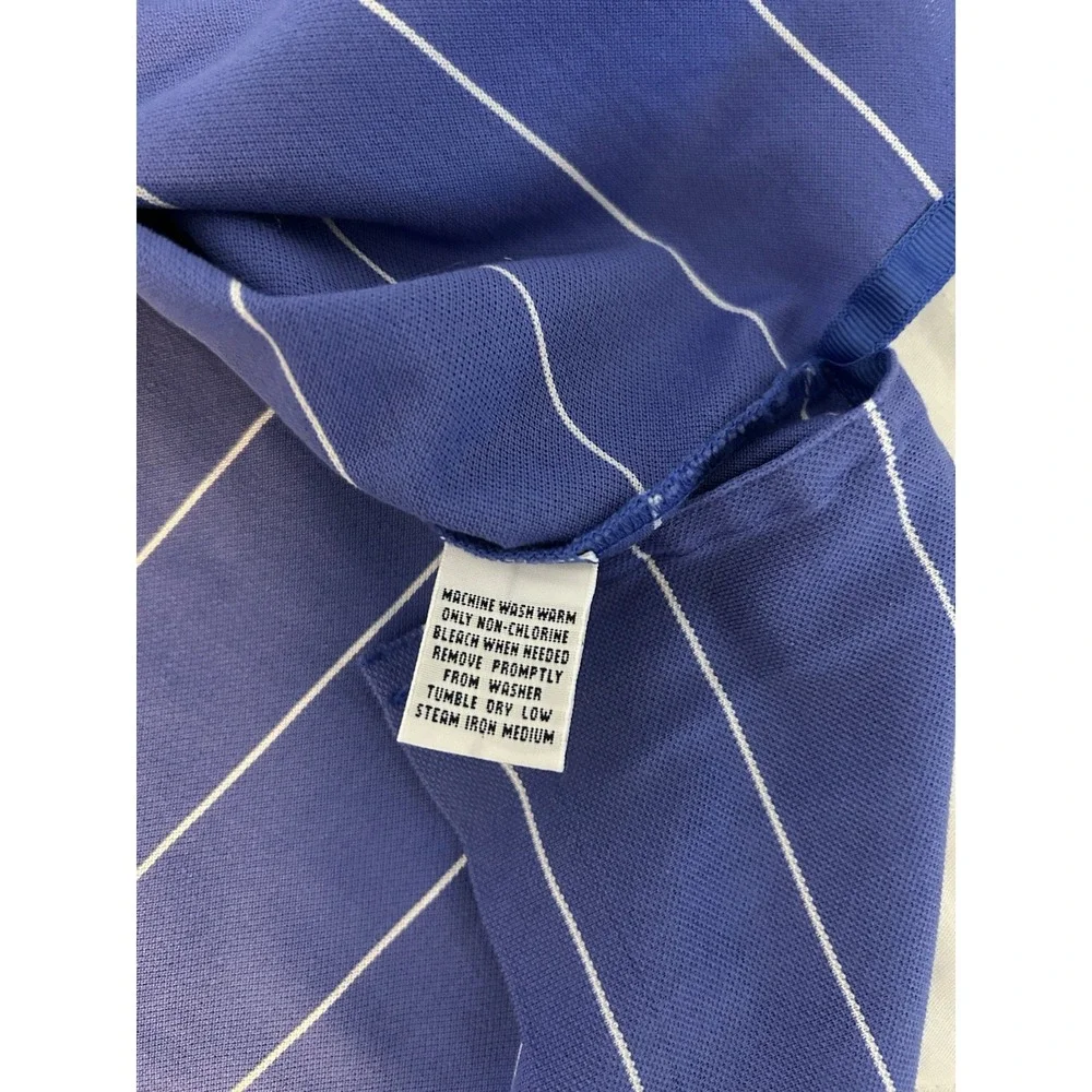 Polo Golf Ralph Lauren XXL Pima Cotton LS Shirt Hermitage C.G. Logo Blue Stipped